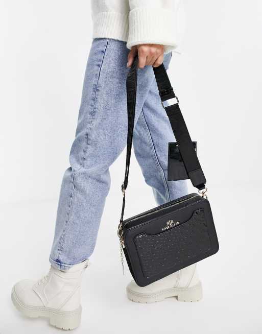 River Island monogram cross body bag in grey, ASOS