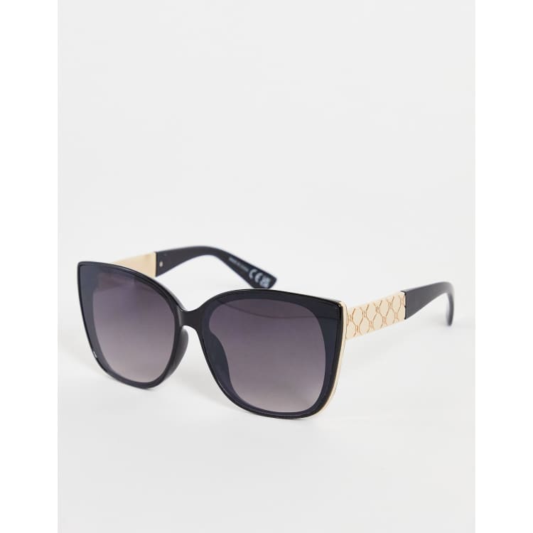 River Island monogram cat eye sunglasses in black