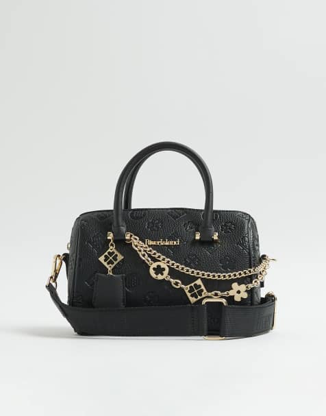 River Island Monogram chain detail bowler bag in black - view 1