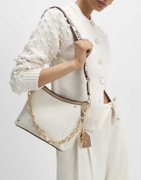 River Island Monogram chain front crossbody bag in beige - light - view 1