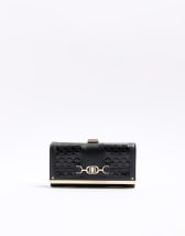 River Island embossed cross body purse with charm detail in black