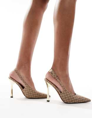 River Island monogram court heel with beige-Neutral