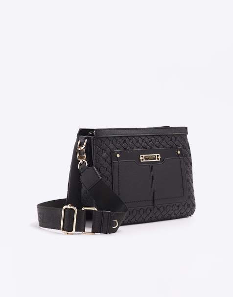 River Island Monogram cross body bag in black - view 1