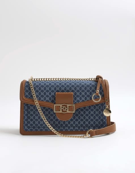 River Island Monogram denim shoulder bag in blue - dark - view 1