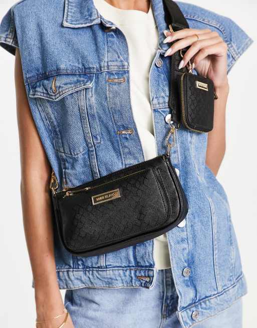 River Island suede cross body bag in black