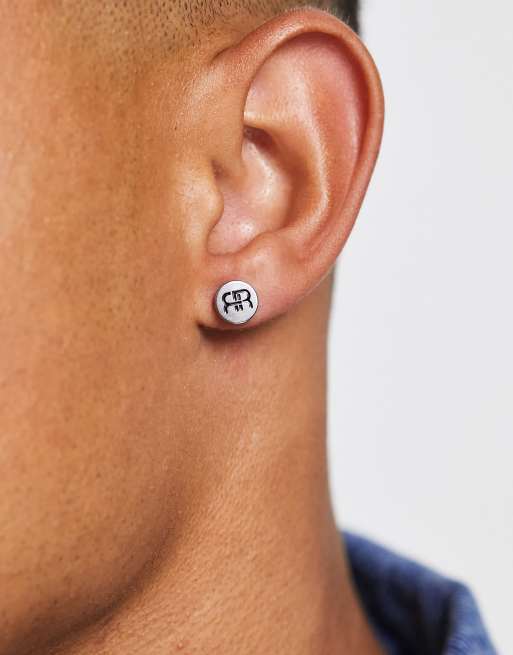 Sterling silver clearance monogram stud earrings