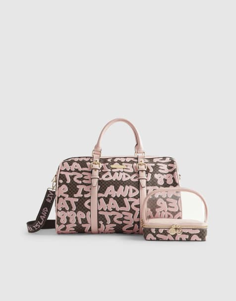 River Island Monogram graffiti barrell bag bundle in brown - dark - view 1