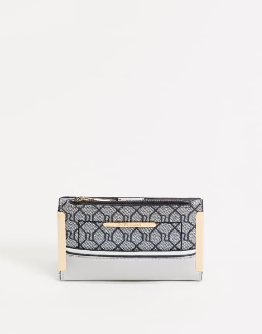 River Island monogram hardware foldout purse in grey