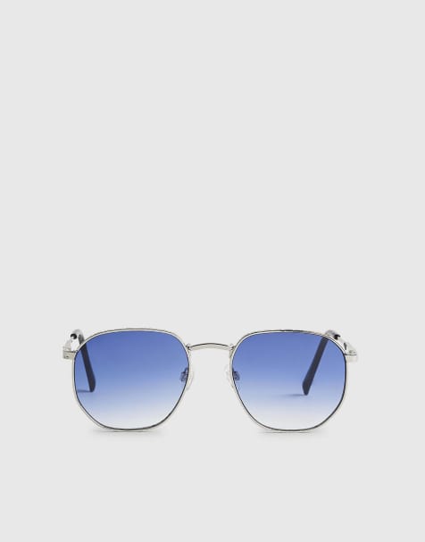 River Island Monogram hexagon sunglasses in silver - view 1