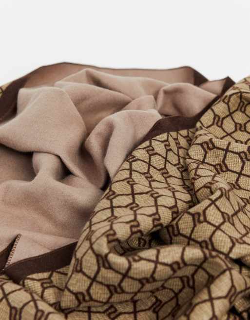 River Island monogram lightweight scarf in brown