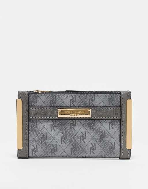 River Island monogram mini purse in grey | ASOS