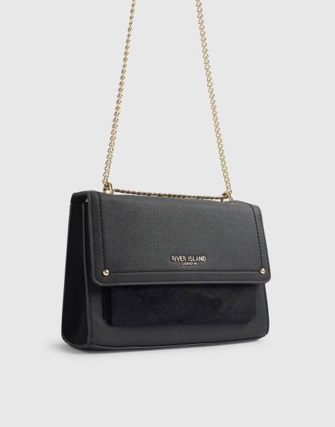 River Island Monogram pocket front shoulder bag in black - view 1