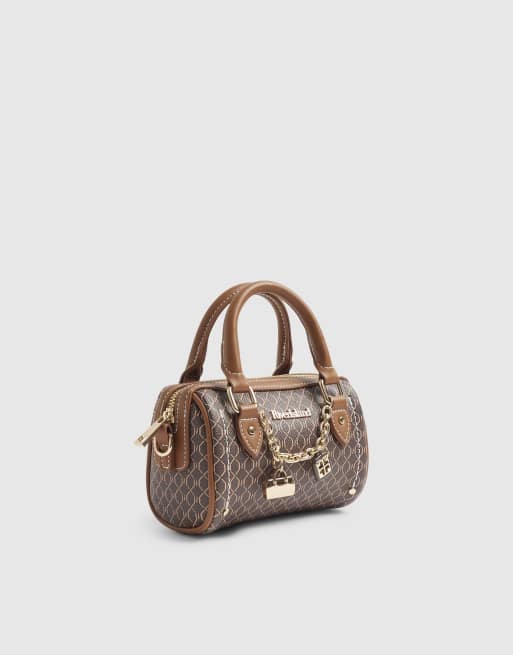 River Island Monogram print cross body bowler bag in brown, 2 of 4