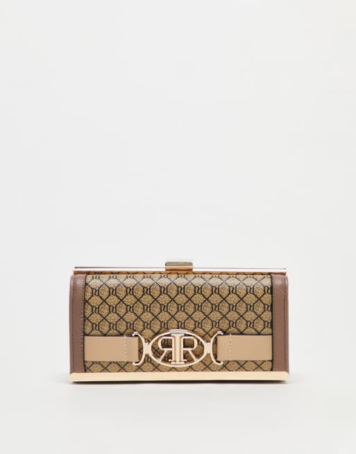 River Island monogram print purse in brown