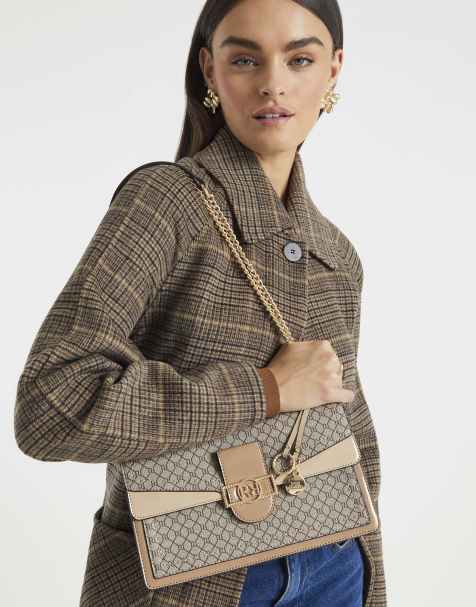 River Island Monogram print shoulder bag in brown - view 1