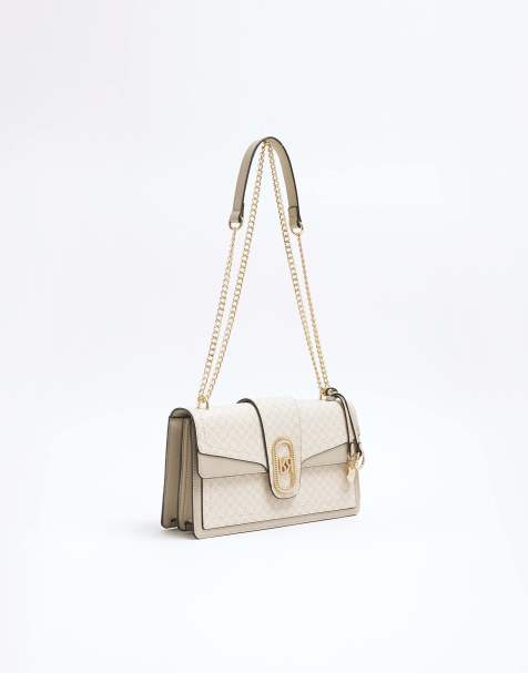 River Island Monogram shoulder bag in beige - light - view 1