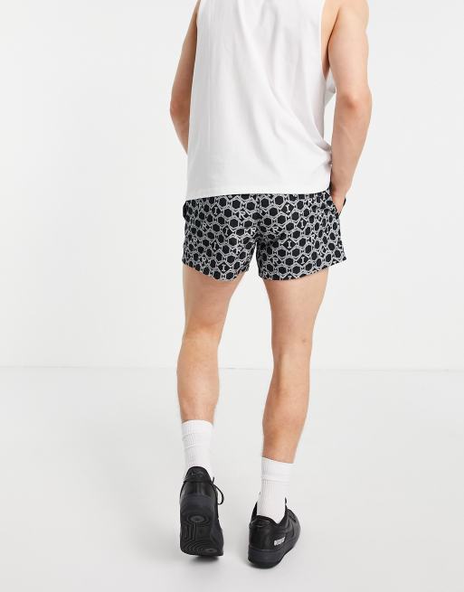 River Island swim shorts in with monogram print in black