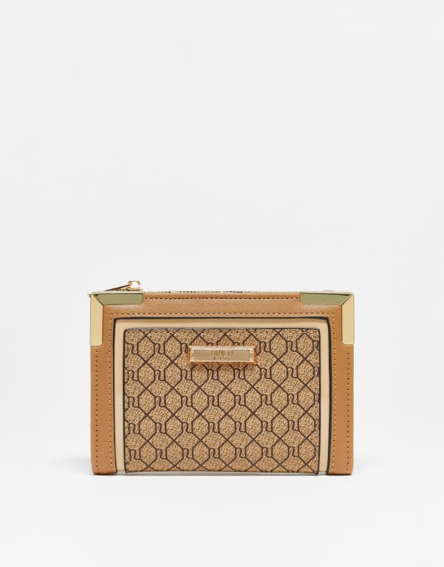 River Island monogram wallet in brown