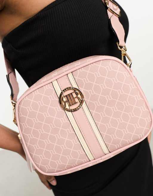 Sac Bandoulière River Island Monogramme Ri - Beige Simili Cuir - Occasion TB État