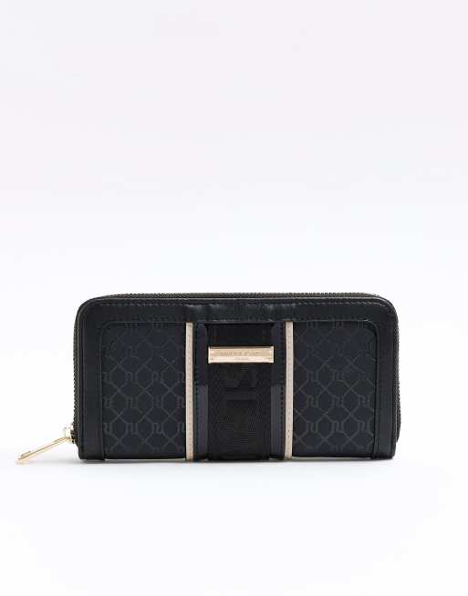 River Island monogram webbing wallet in black ASOS