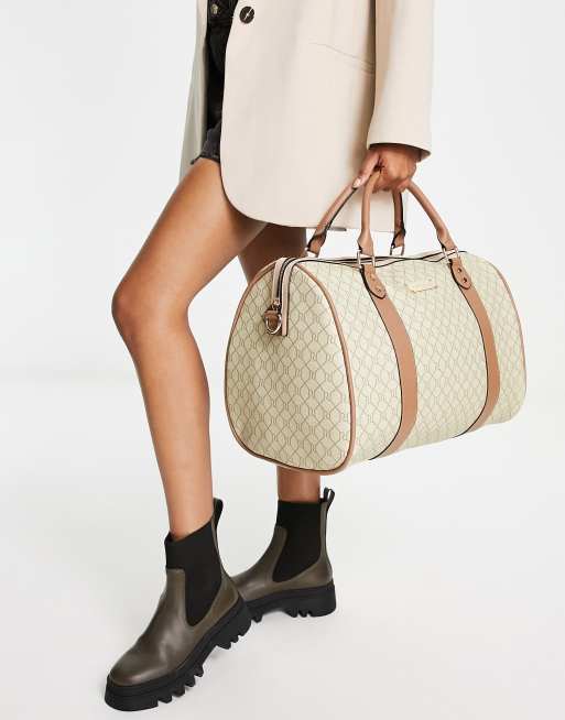 River Island MONOGRAM BARREL OVERSIZED - Weekend bag - beige - Zalando.de