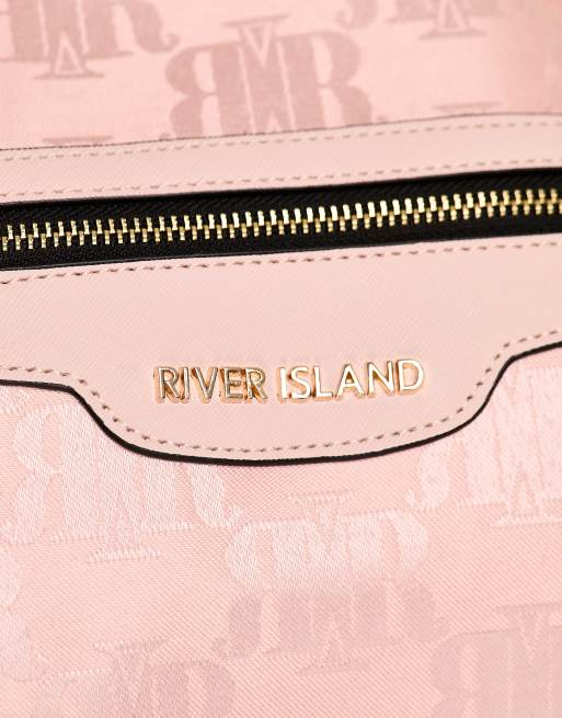 River island pink online monogram bag