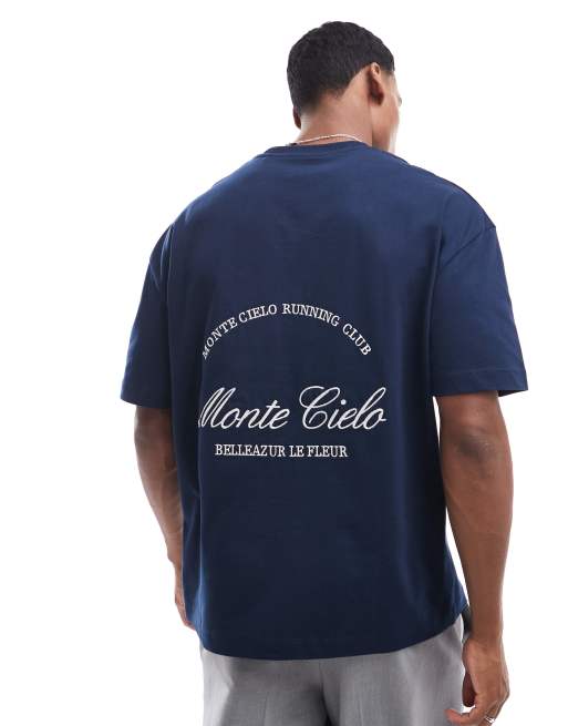 River Island - Monte Cielo Club - Oversized T-shirt in marineblauw