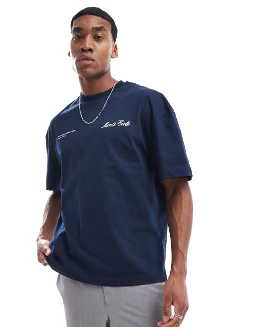 River Island - Monte Cielo Club - Oversized T-shirt in marineblauw, 3 van 4