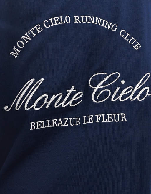River Island - Monte Cielo Club - Oversized T-shirt in marineblauw, 4 van 4
