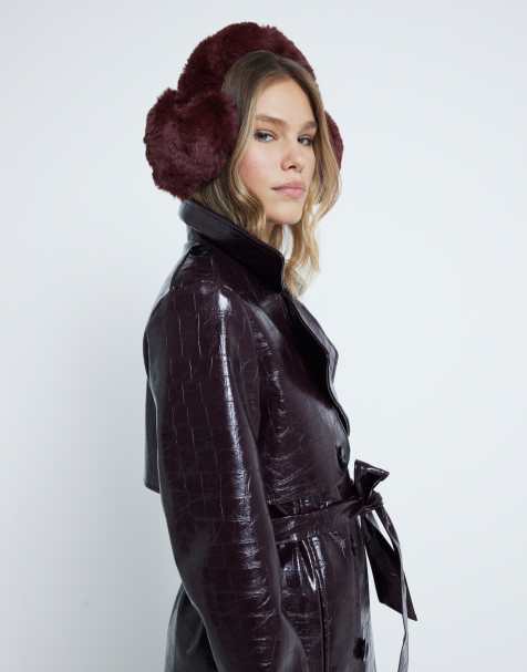 River Island – Mörkröda, hjärtformade öronmuffar - view 1