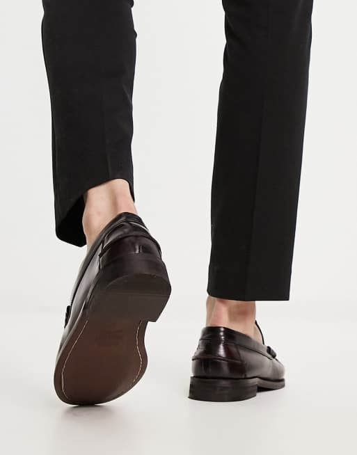 River Island – Mörkröda pennyloafers i läder, 3 av 4