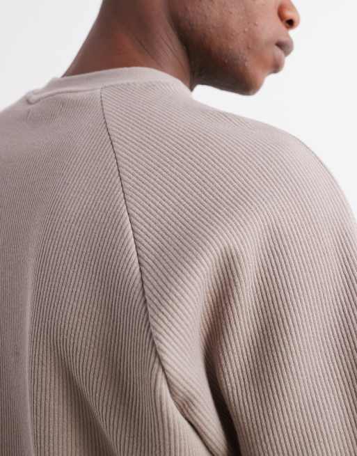 River Island - Mørk beige og ribstrikket T-shirt i regular fit, 5 af 5