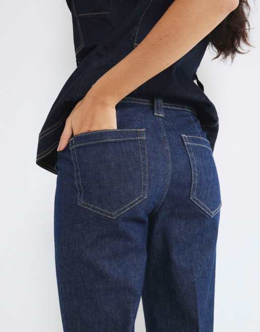 River Island - Mørke højtaljede denimjeans med svaj og lommedetalje , 3 af 4
