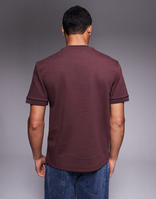 River Island - Mørkerød Slim Fit T-shirt i scubastof , 4 af 5