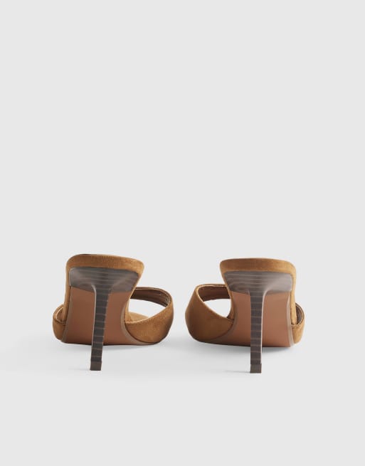 River Island Mule heeled sandals in tan, 2 of 4