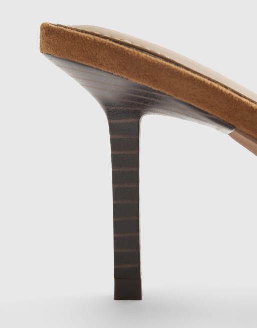 River Island Mule heeled sandals in tan, 3 of 4