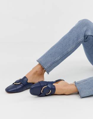 navy blue mules womens