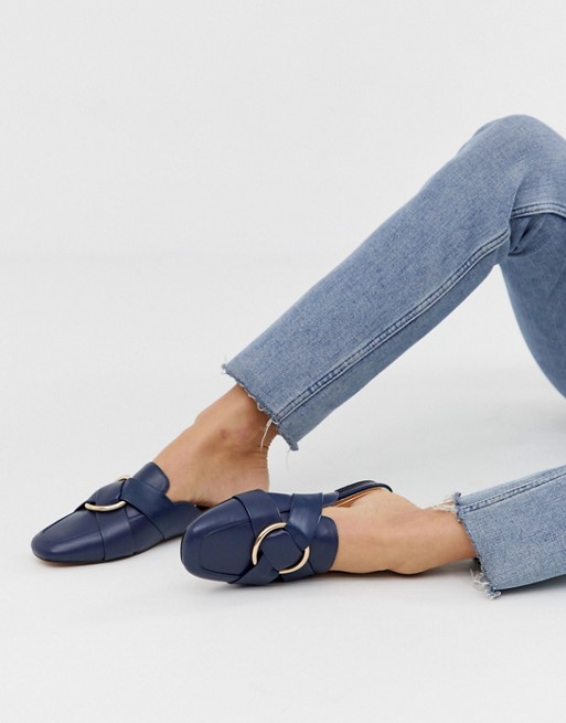 River Island mule loafers with circle detail in navy