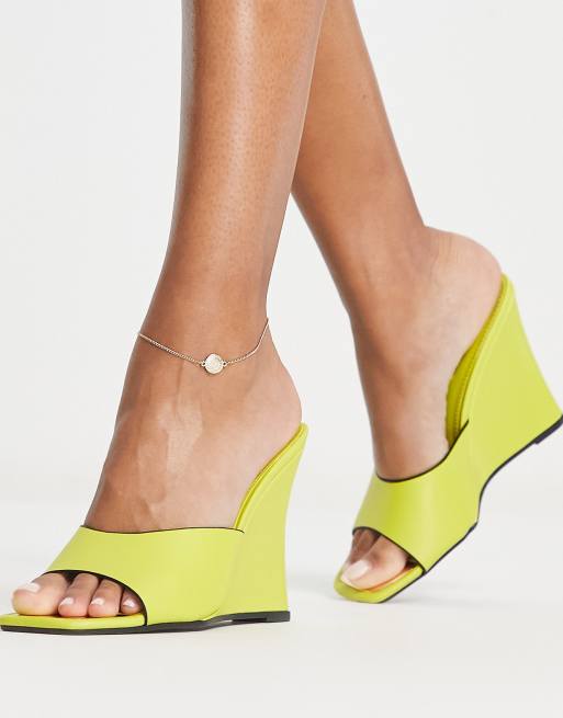 River Island - Mules à talon compensé - Vert