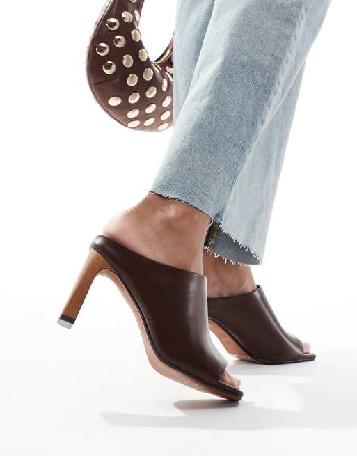 Mules a fashion talon marron