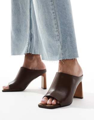 River Island - Mules in Braun mit Absatz-Brown