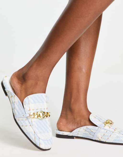 River Island - Mules ouvertes à l'arrière avec détail chaîne - Bleu clair, 4 de 4