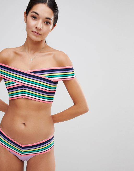 River Island Multi Colour Stitch Bardot Bikini , 3 of 3