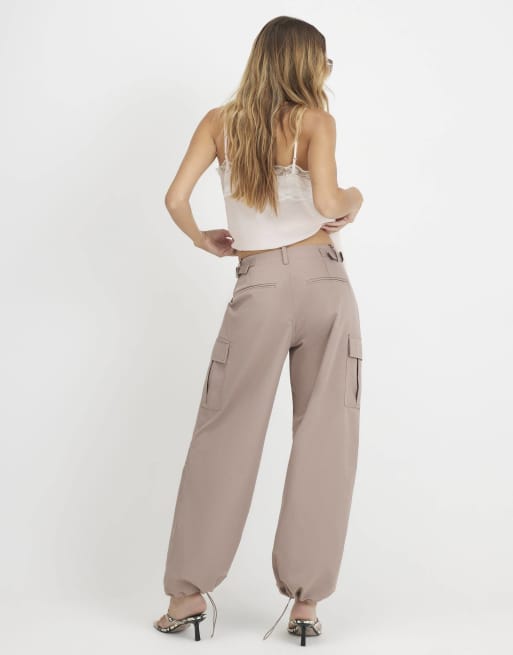 River Island Multi pocket utility cargo trousers in beige , 4 of 4