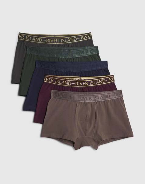 River Island Multicoloured pack of 5 underwear trunks in multi colour - view 1