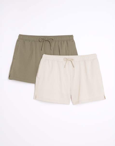 River Island Multipack swim shorts in khaki - view 1