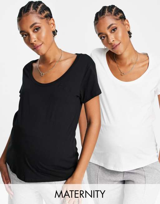 River Island - Multipack zwangerschaps-T-shirts in wit 