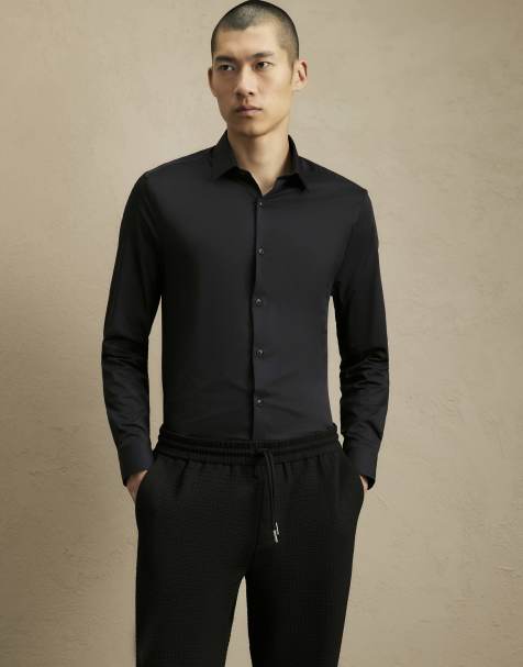 River Island Muscle fit comfort stretch shirt in black - view 1