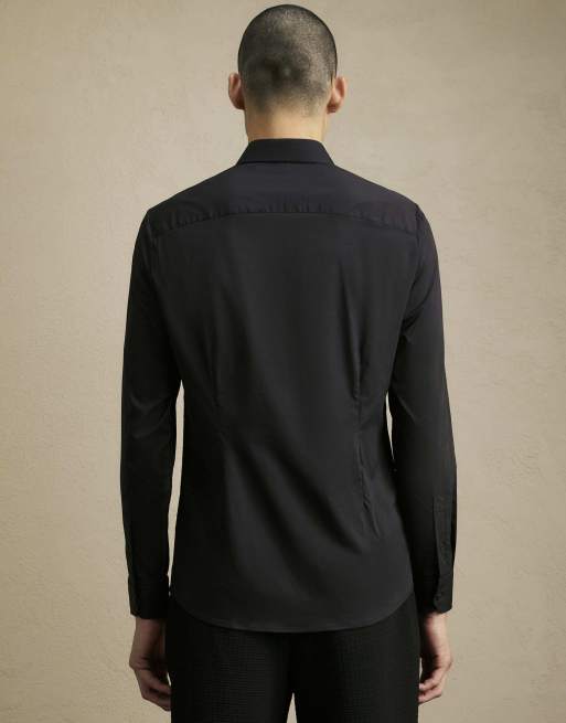 River Island Muscle fit comfort stretch shirt in black , 4 of 4