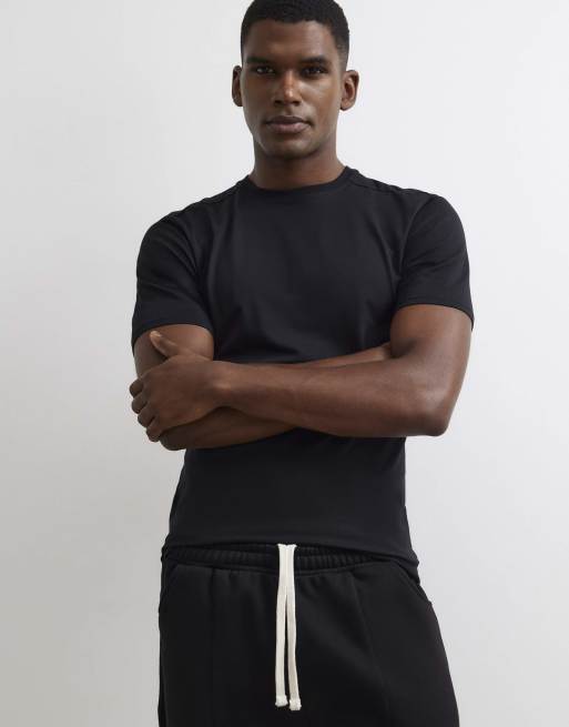 River Island Muscle fit cotton blend stretch t-shirt in black, 3 of 4